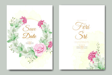 elegant floral watercolor wedding invitation card template