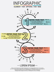Infographic of three simple style options in multicolor sixth edition
