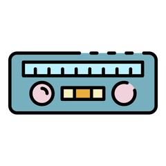 Car radio icon. Outline car radio vector icon color flat isolated