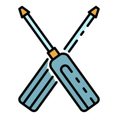 Screwdriver icon. Outline screwdriver vector icon color flat isolated