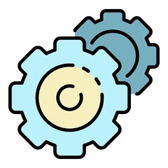 Cog wheel gear icon. Outline cog wheel gear vector icon color flat isolated