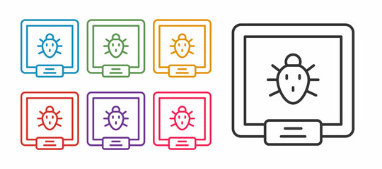 Set line Colorado beetle icon isolated on white background. Set icons colorful. Vector