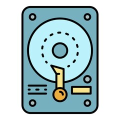 Hard disk icon. Outline hard disk vector icon color flat isolated