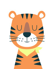 vector illustration with tribal tiger isolated on white
