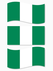 isolated Nigeria flag set waving by the wind shapes, element for icon, label, banner, button etc. vector design.