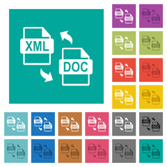 XML DOCX file conversion square flat multi colored icons