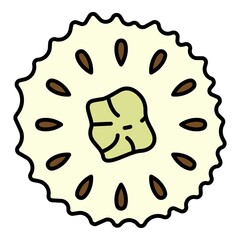 Cutted soursop icon. Outline cutted soursop vector icon color flat isolated