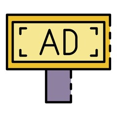Billboard ad icon. Outline billboard ad vector icon color flat isolated