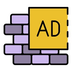 Ad wall placard icon. Outline ad wall placard vector icon color flat isolated