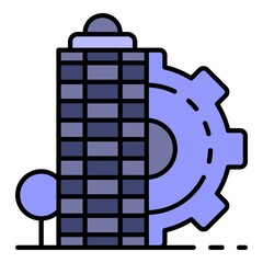 City architectural building icon. Outline city architectural building vector icon color flat isolated