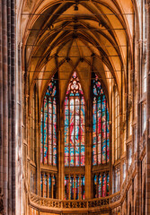 Fototapeta premium Prague, Czech Republic - August 30, 2021: Details of St. Vitus cathedral in Prague castle. popular tourist attraction. Travel and sights of city breaks. landmarks, travel guide and postcard.