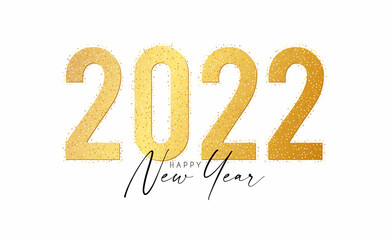 Happy 2022 New Year Elegant Christmas congratulation with gold text