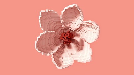 Transformation of a 3D pixel into a digital blooming flower. Seamless looped. NFT concept. 3D animation. 4K. 3840x2160. - Powered by Adobe