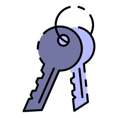 Apartment key icon. Outline apartment key vector icon color flat isolated
