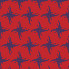 a pattern of blue stars on a red background