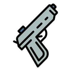 Police pistol icon. Outline police pistol vector icon color flat isolated