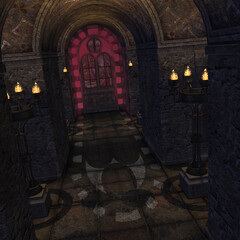 3d illustration of a fantasy dark room