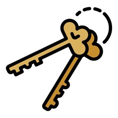 Police prison key icon. Outline police prison key vector icon color flat isolated