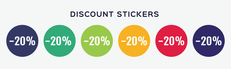 Set of flat 20 discount icon.