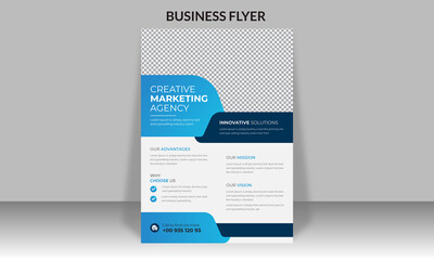 Corporate business flyer design and digital marketing agency brochure cover template with photo Free Vector