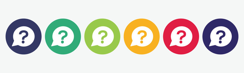 Set the collection of 6 buttons with question icon.