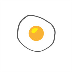 Fried chicken egg on a white background. Vector illustration.