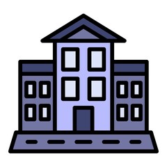 School building icon. Outline school building vector icon color flat isolated