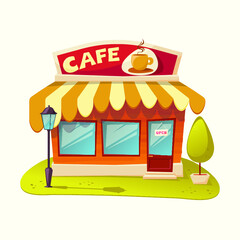 Cafe. Facade of a cafe - vector illustration