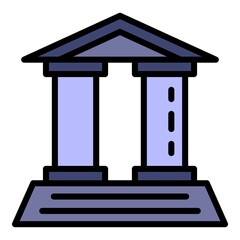 Law courthouse icon. Outline law courthouse vector icon color flat isolated