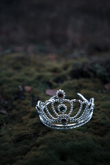 close-up of a crown lying on dark green moss © wernerimages