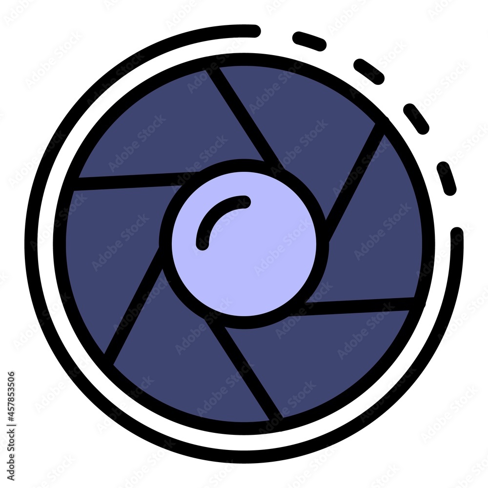 Poster camera shutter icon. outline camera shutter vector icon color flat isolated