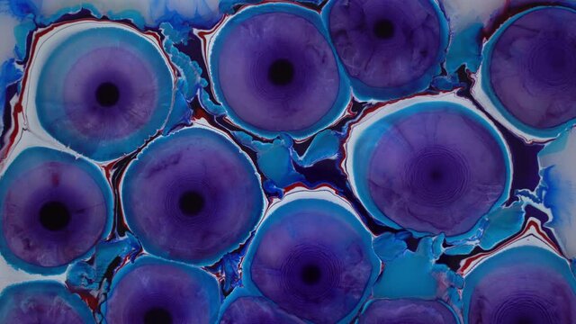 Incredible ink-in-liquid effect. Magenta and Cyan. Fascinating movement.