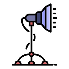 Studio light stand icon. Outline studio light stand vector icon color flat isolated