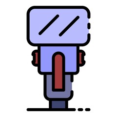 Camera flashlight icon. Outline camera flashlight vector icon color flat isolated