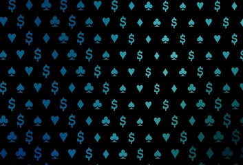 Dark blue vector texture with playing cards.
