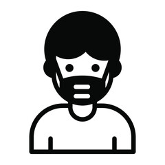 wearing face mask black filled icon, healthcare and medical icon.