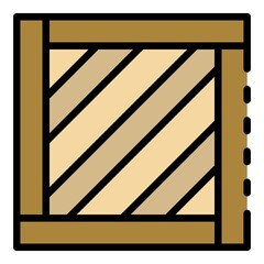 Delivery wood box icon. Outline delivery wood box vector icon color flat isolated
