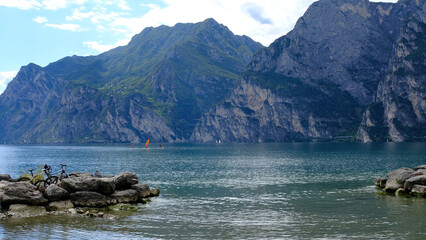 Fototapeta na wymiar View on lake Garda the perfect place for outdoor activities