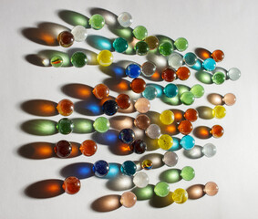 multicolored glass balls on the table