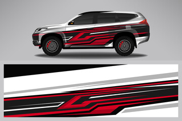 Obraz premium Wrap car vector design decal. Graphic abstract line racing background design for vehicle, race car, rally, adventure livery camouflage.