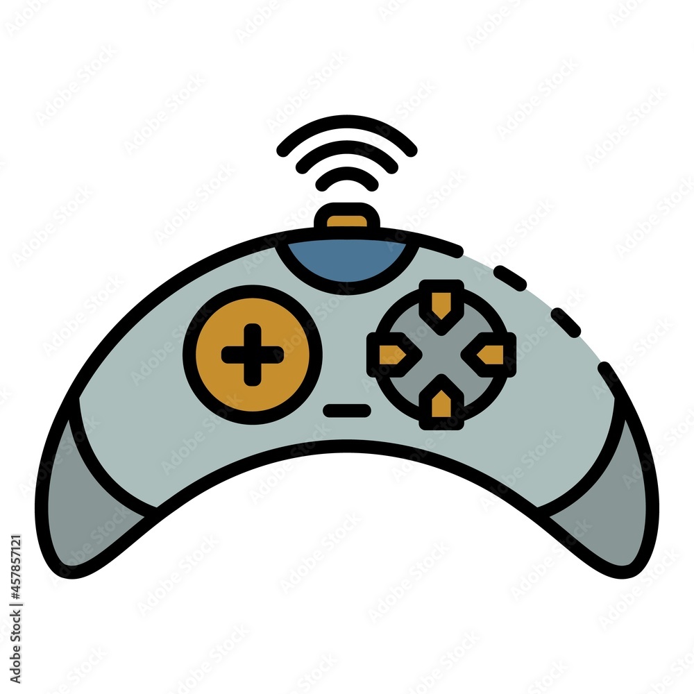 Poster wireless video game controller icon. outline wireless video game controller vector icon color flat i