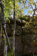 Megalithic stone masonry in the town of Kamenny Gorod in the Middle Urals.
