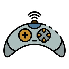 Wireless video game controller icon. Outline wireless video game controller vector icon color flat isolated