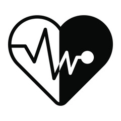 cardiology, heart black filled icon, healthcare and medical icon.