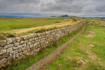 Fototapeta na wymiar Peel Crags above Once Brewed on Hadrian's Wall Walk