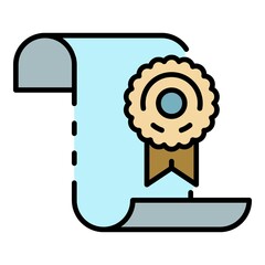 Learning diploma icon. Outline learning diploma vector icon color flat isolated