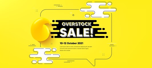Overstock sale text. Quote chat bubble background. Special offer price sign. Advertising discounts symbol. Overstock sale quotation chat message. Text frame banner. 3d quote. Vector - obrazy, fototapety, plakaty