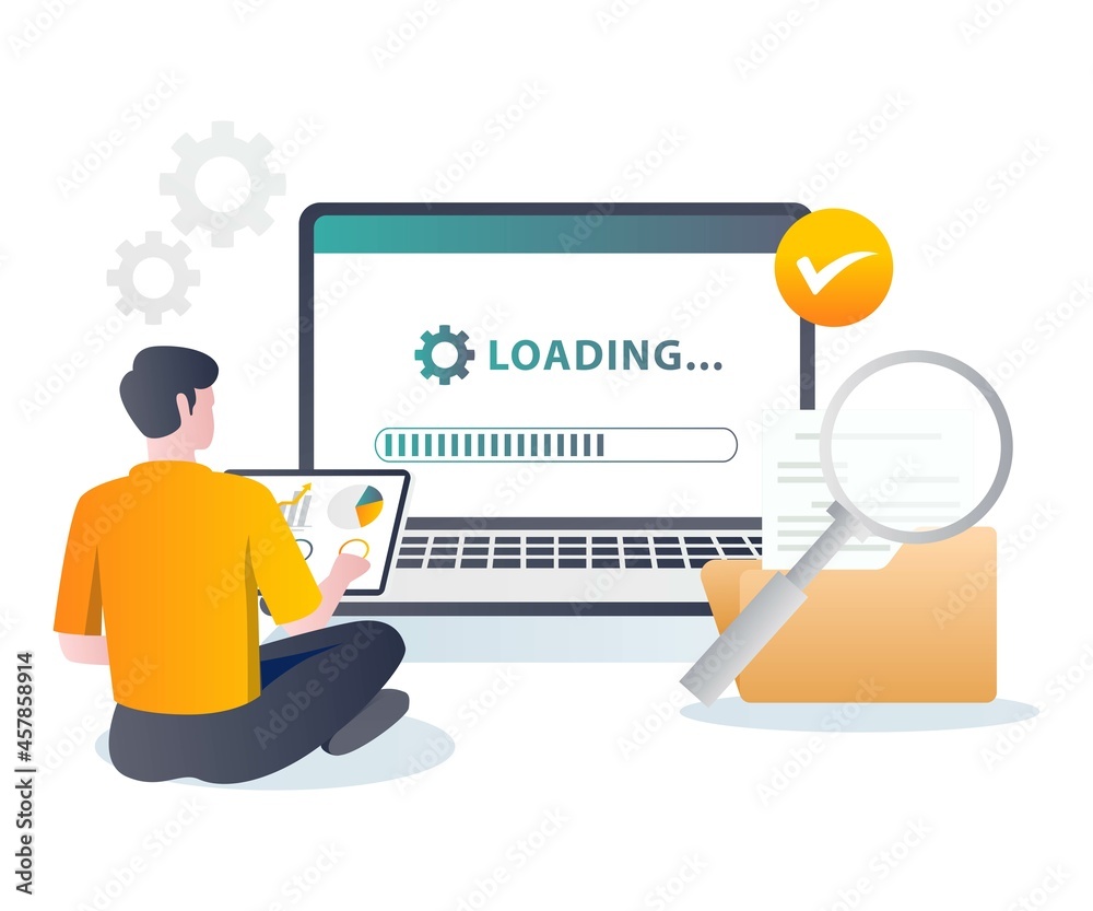 Aufkleber flat design concept updating and loading