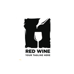 drop wine into glass for bar and restaurant logo