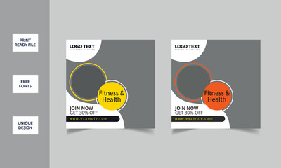 Social Media Post Banner Design For Fitness and Gym
